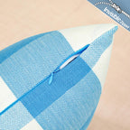 Carrie Home Light Blue And White Buffalo Check Plaid Lumbar Pillow Covers 12X20 Set Of 2, Light Blue Checkered Summer Outdoor Lu