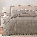 Harborest King Comforter Set Oatmeal - Ruffle Comforter For King Size Bed, Fluffy King Size Comforter Set For All Seasons, 3 Pie