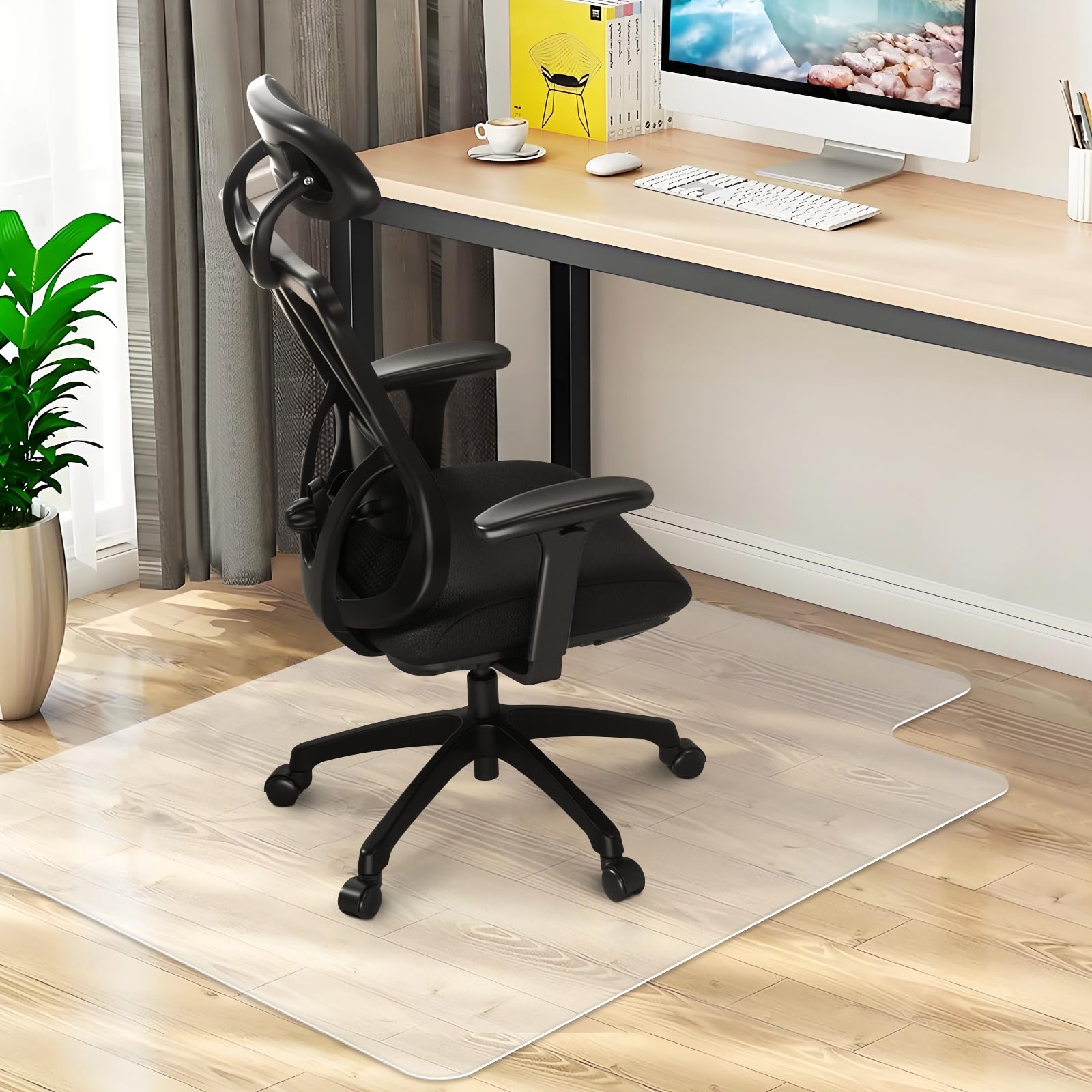 Office Chair Mat For Hard Wood Floors 36'X47' Heavy Duty Floor Protector Easy Clean (2Pcs)