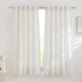 Nicetown Bedroom Curtains Natural Linen Burlap, Rustic Rod Pocket & Back Tab Semi Sheer Flax Linen Weve Drapes Privacy With Ligh