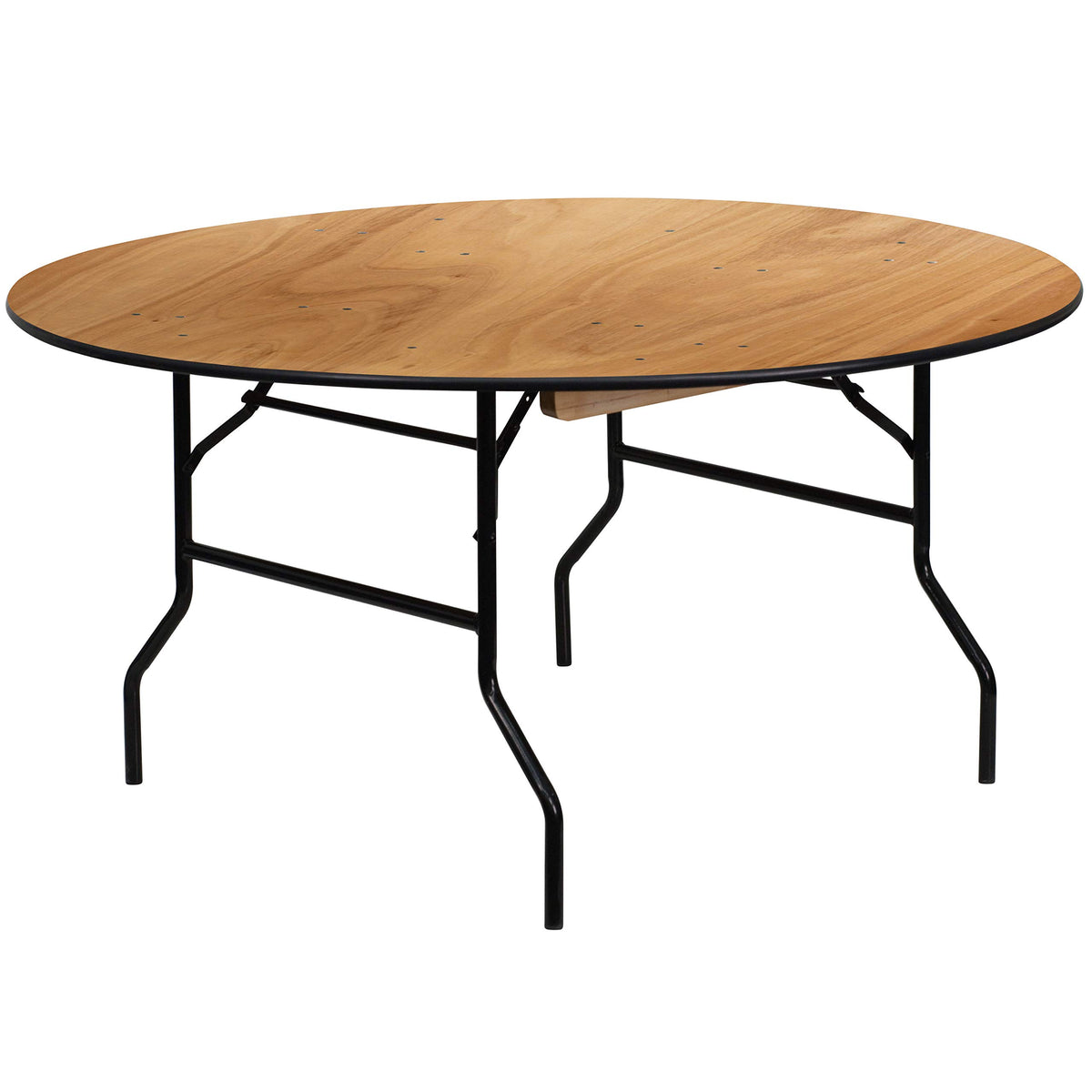 Flash Furniture Furman 5' Round All-Occasion Wood Folding Event Table, Foldable Round Portable Banquet Table With Wooden Top, Natural/Black