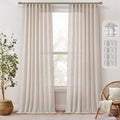 Miulee Natural Linen Curtains 90 Inches Long 2 Panels, Back Tab & Pleated Tape Soft Thick Linen Textured Window Drapes With Hooks Bedroom Living Room Semi Sheer Light Filtering Neutral Cream Ivory