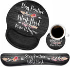 Keyboard Wrist Rest And Mouse Pad Wrist Support Set With Coasters, Stay Positive Work Hard And Make It Happen Inspirational Quot