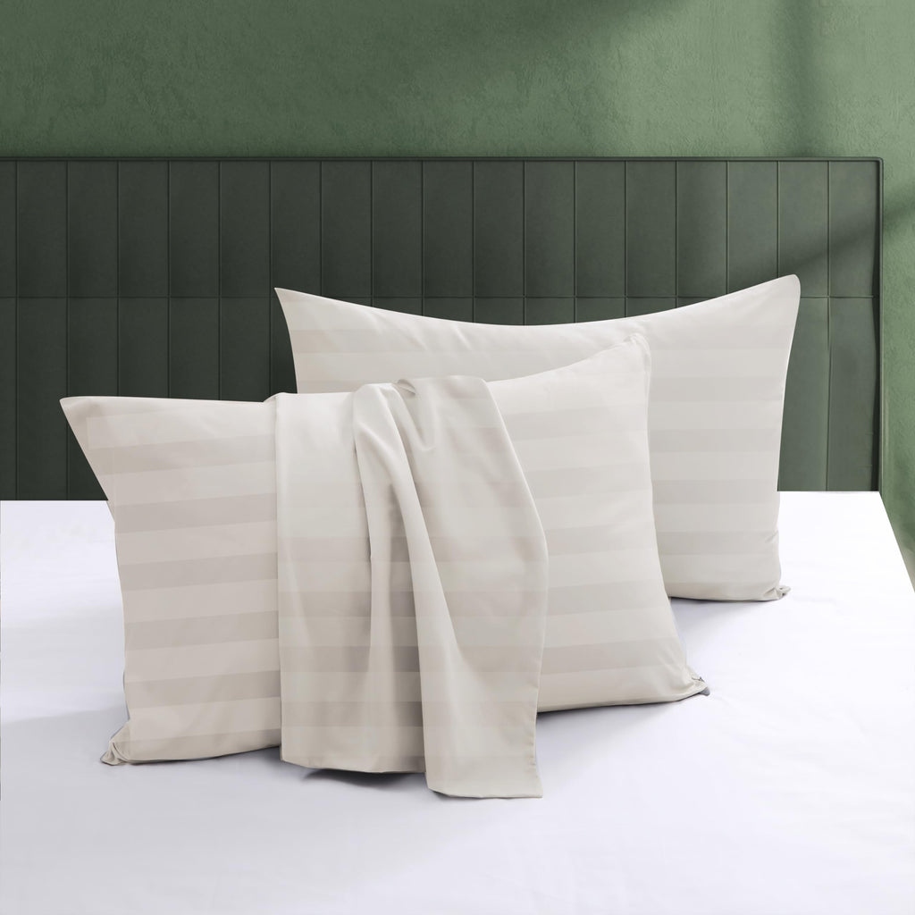 100% Egyptian Cotton Pillow Protectors Set of 4, 600 Thread Count Bed Pillow Cases with Zipper, Sateen Weave Cooling Pillow Case