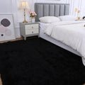 Fluffy Area Rug for Bedroom: Black Plush Soft Bedside Dorm Area Rug - Small Carpets for Bedroom Kids Room Nursery (Black, 3x5Fee