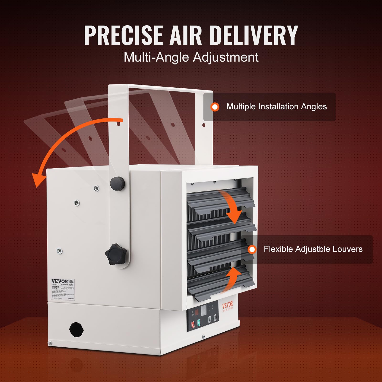 Vevor Electric Garage Heater, 7500-Watt Digital Fan-Forced Wall/Ceiling Mount Shop Heater, With Remote Control Overheat Protecti