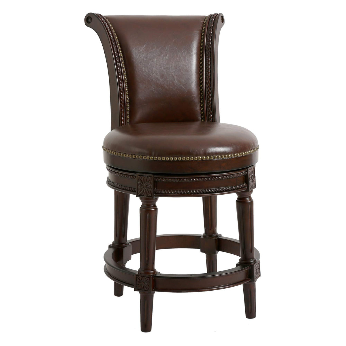 HomeRoots Brown Hardwood, Linen Upholstery, Foam, Batting 39&quot; Walnut Hardwood Frame Upholstered Bar Stool