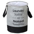 Zovira Waterproof Round Laundry Bag with Handles | Foldable NonWoven Hamper with Metallic Print | 45 L Capacity | Grey & Black