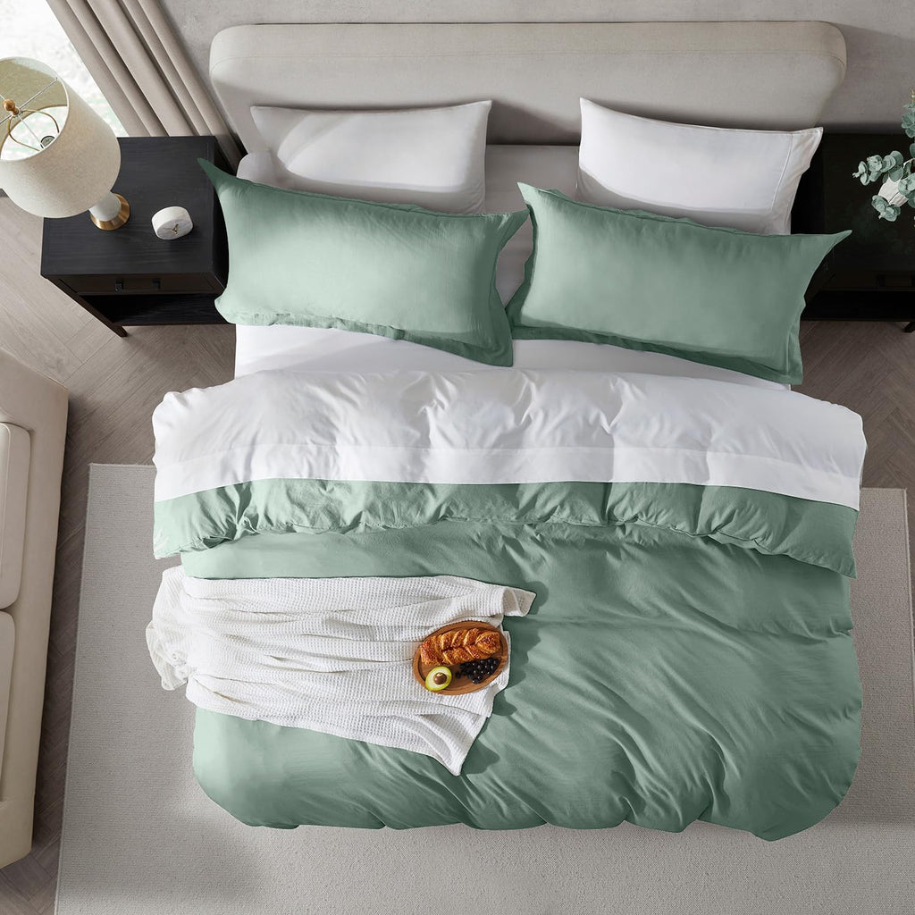 Nestl Twin Duvet Cover Set - Soft Prewashed Sage Green Duvet Cover Twin/Twin Xl, 2 Piece, With Zipper Closure, 1 Duvet Cover 68X90 Inches And 1 Pillow Sham - No Comforter