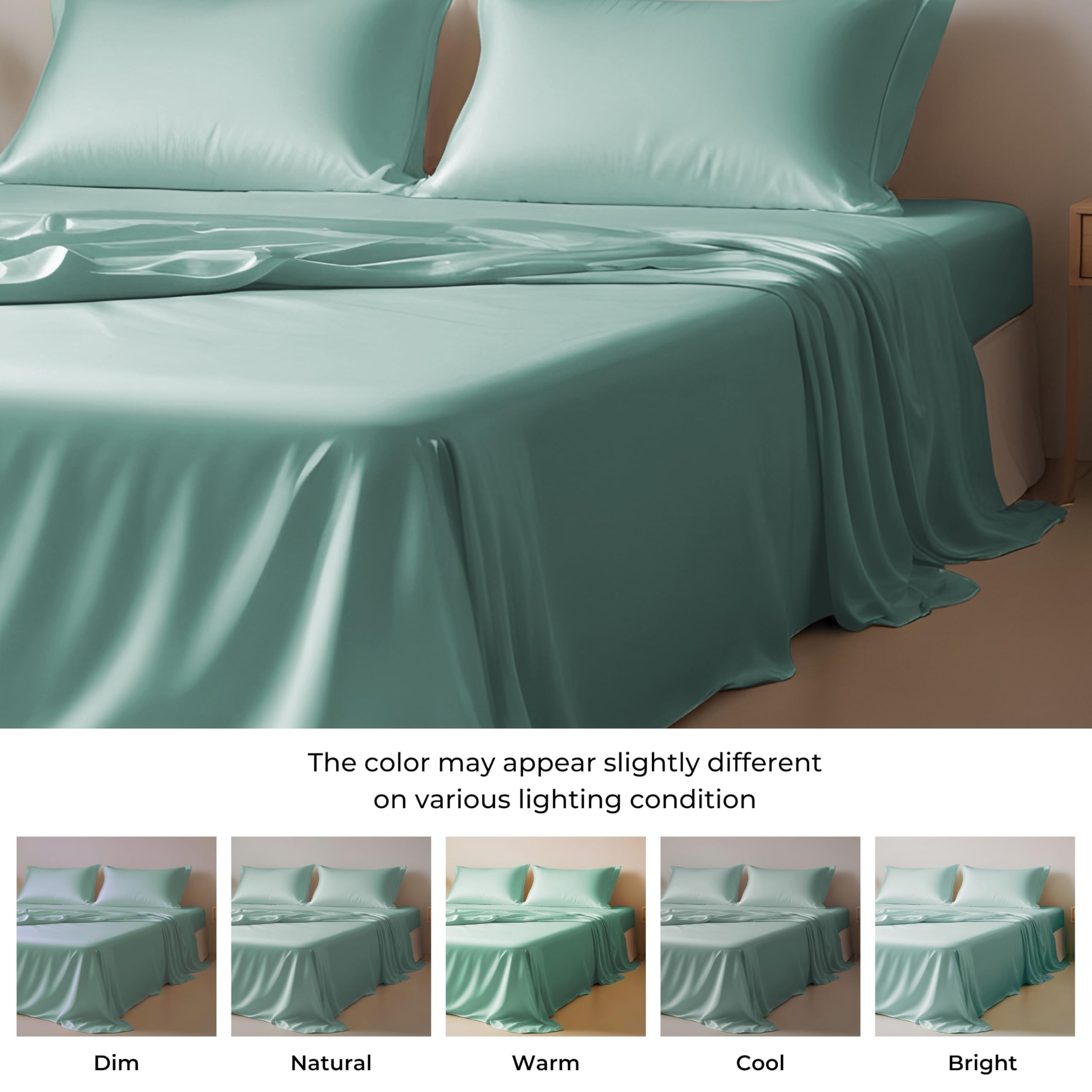 Linenwalas Eucalyptus Tencel Bed Sheet Set Queen Size 4Pc - Aqua, Soft & Breathable Cooling Sheets for Hot Sleepers