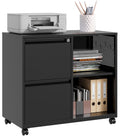 SISESOL 2 Drawer File Cabinet with Lock and Shelf,Mobile Lateral Filing Cabinet,Metal Filing Cabinets with Open Storage Shelves 
