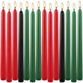 Set of 14 Kwanzaa Taper Candles, 6 Red, 6 Green, 2 Black Mishumaa Saba Candle Set, 10 Inch Dripless Tall Candle Stick for Kwanza