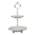 Stonebriar Small 2 Tier Worn White Metal Tray, Rustic Farmhouse Decor, Tiered Jewelry Tray for Vanity or Bathroom, 9.25