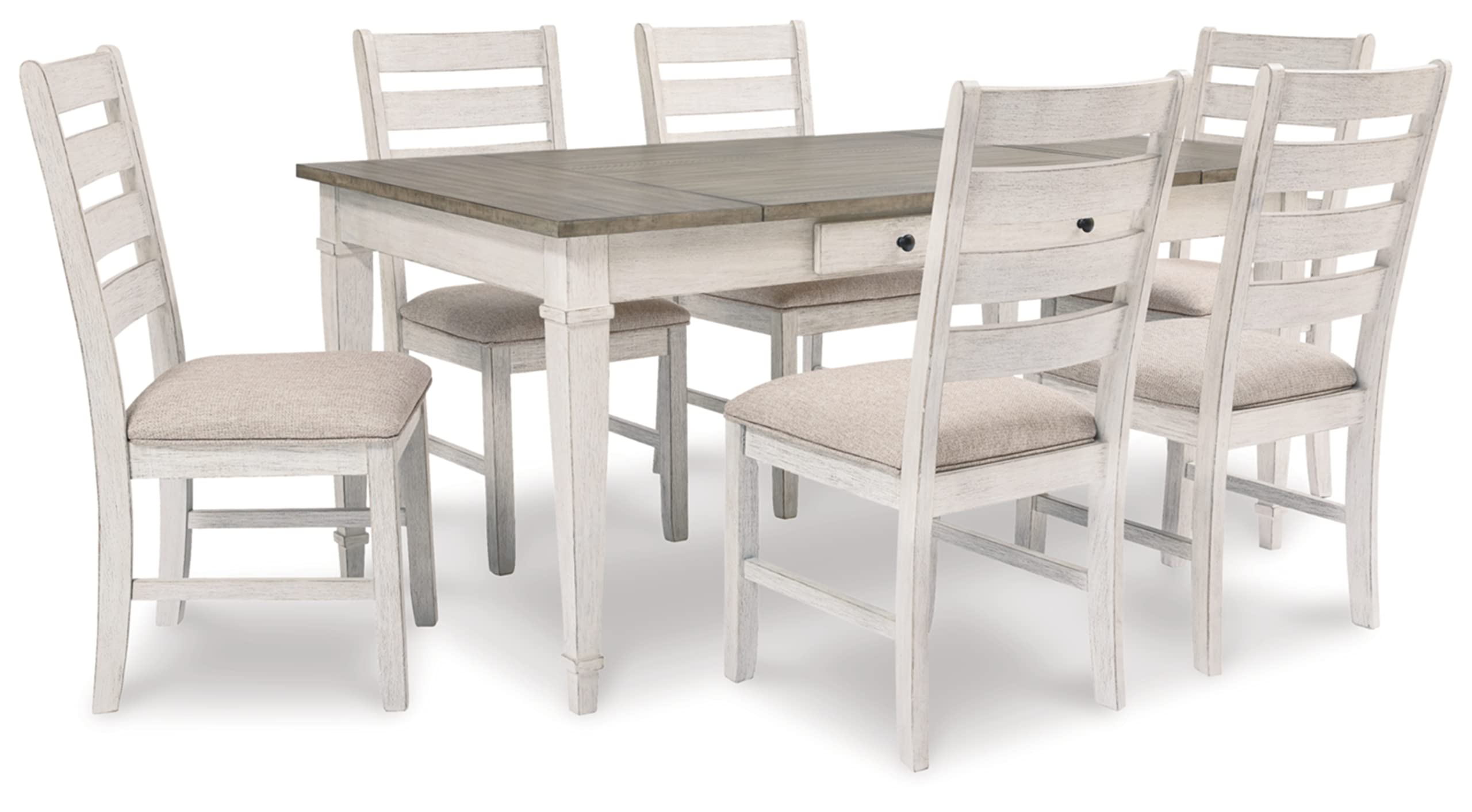 Signature Design By Ashley Skempton Farmhouse Rectangular Dining Room Table With Storage, White & Light Brown