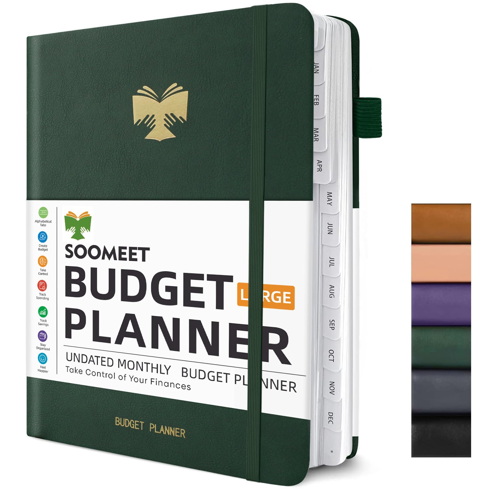 Soomeet Budget Planner With Monthly Tabs,Large Size, Budgeting Journal And Budget Book To Control Your Money, Hardcover (Dark Gr