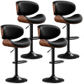 Aowos Bar Stools Set of 4, Adjustable Swivel Bar Stools Mid-Century Modern PU Leather Counter Height Bar Stool for Kitchen Islan