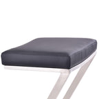 HomeRoots Stainless Steel, Faux Leather/Leatherette 26" Contempo Black Faux Leather and Stainless Backless Bar Stool