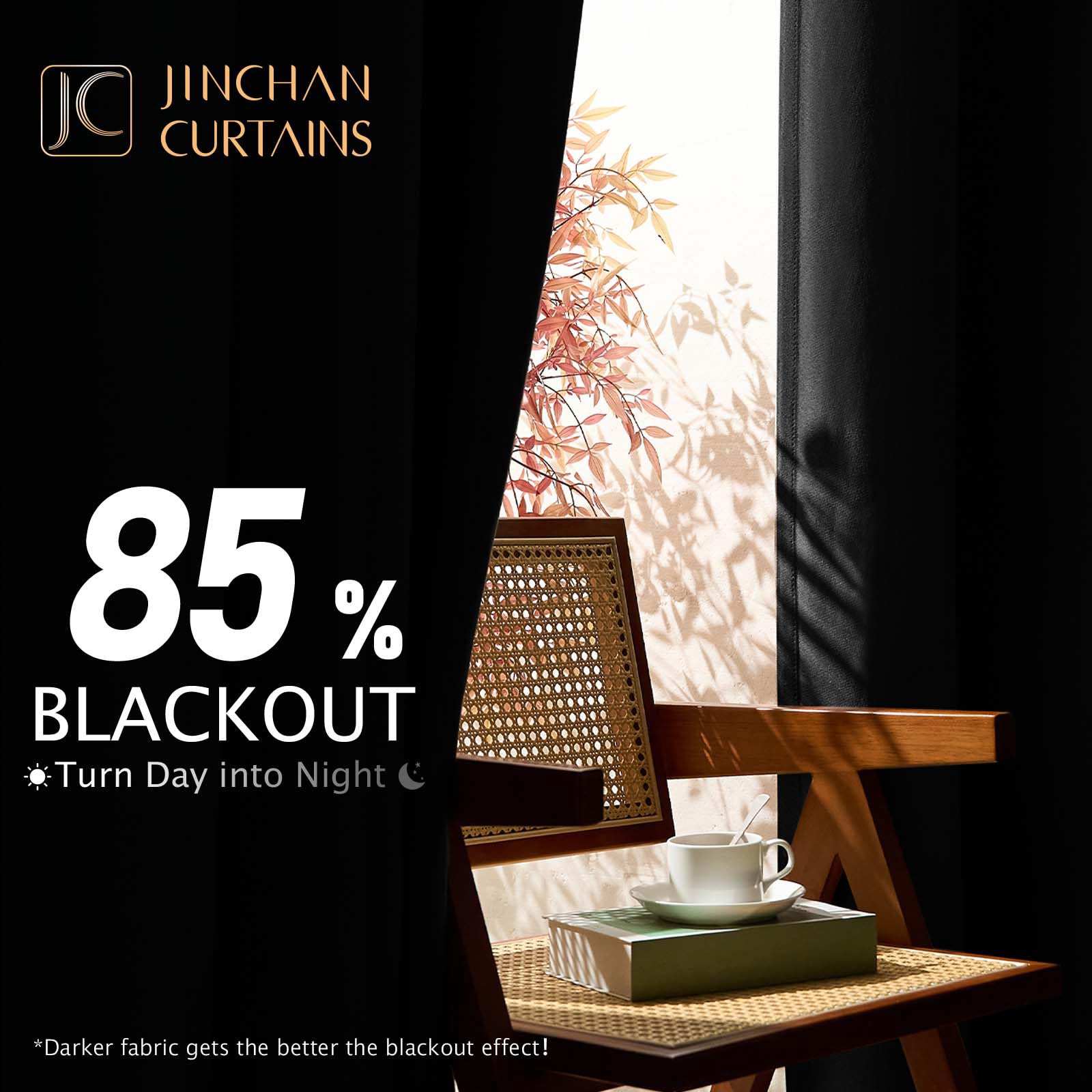 Jinchan Linen Textured 85% Blackout Curtain 84 Inch Long For Bedroom Living Room Thermal Insulated Grommet Top Window Drape 52X8