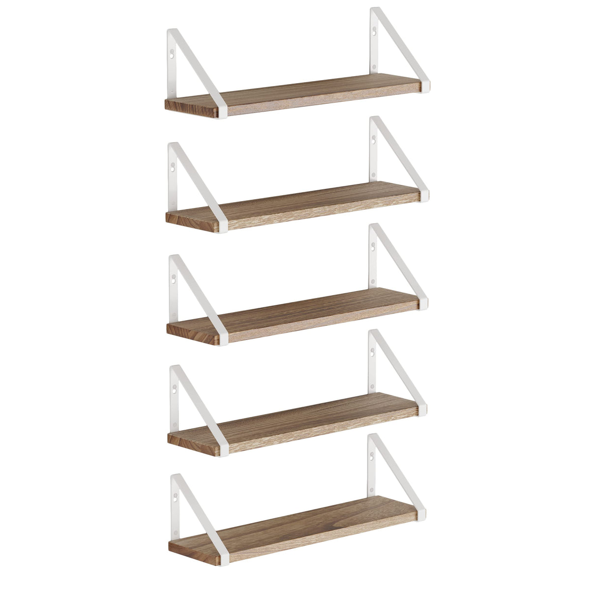 Wallniture Ponza Floating Bookshelves, Burnt 17''x4.5'' Floating Shelves for Wall Storage, Set of 5 Wood Shelves for Bedroom, Ba