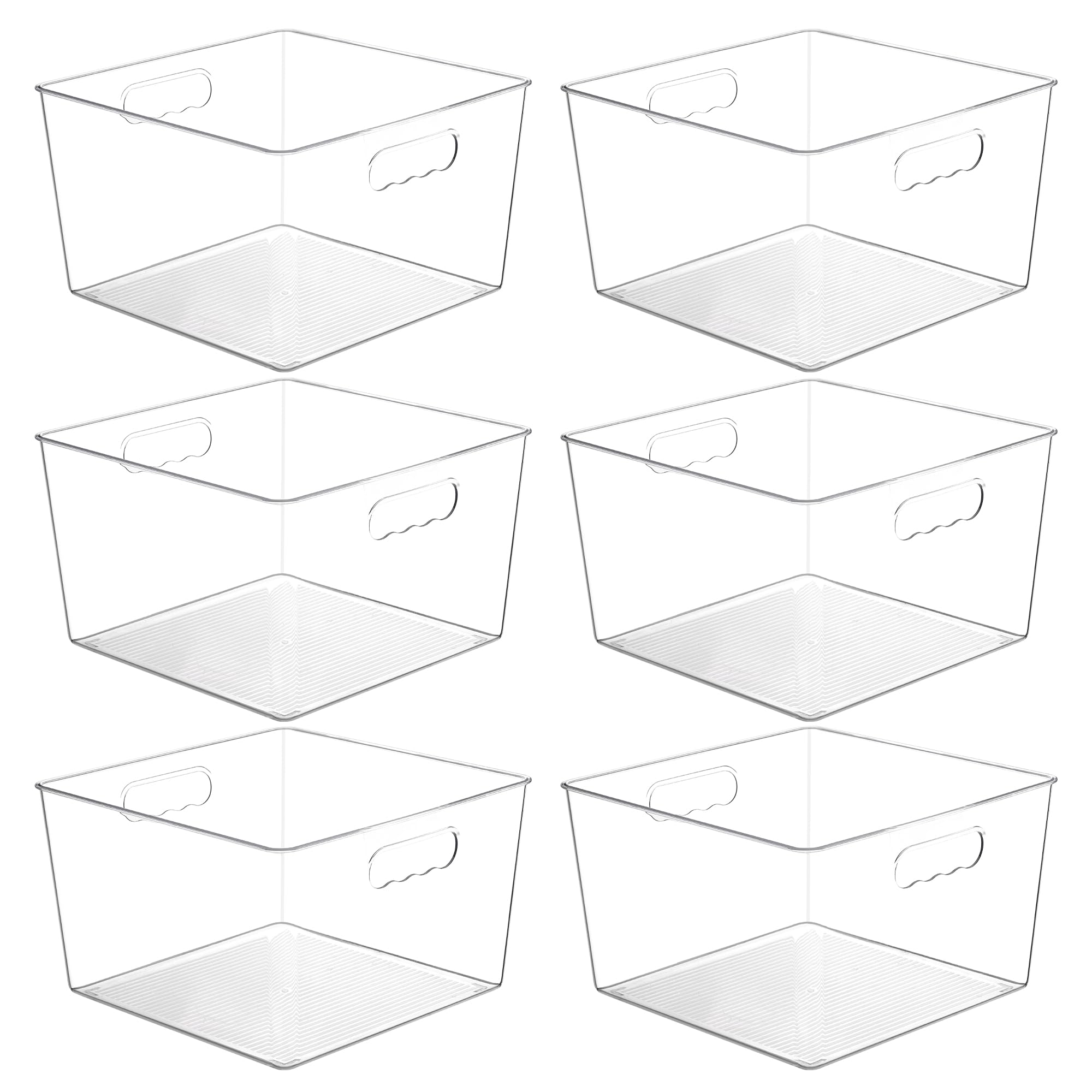 Vtopmart 6 Pack Extra Large Clear Plastic Storage Bins,11X11 Cube Acrylic Organizer Square Containers With Handle For Pantry,Clo