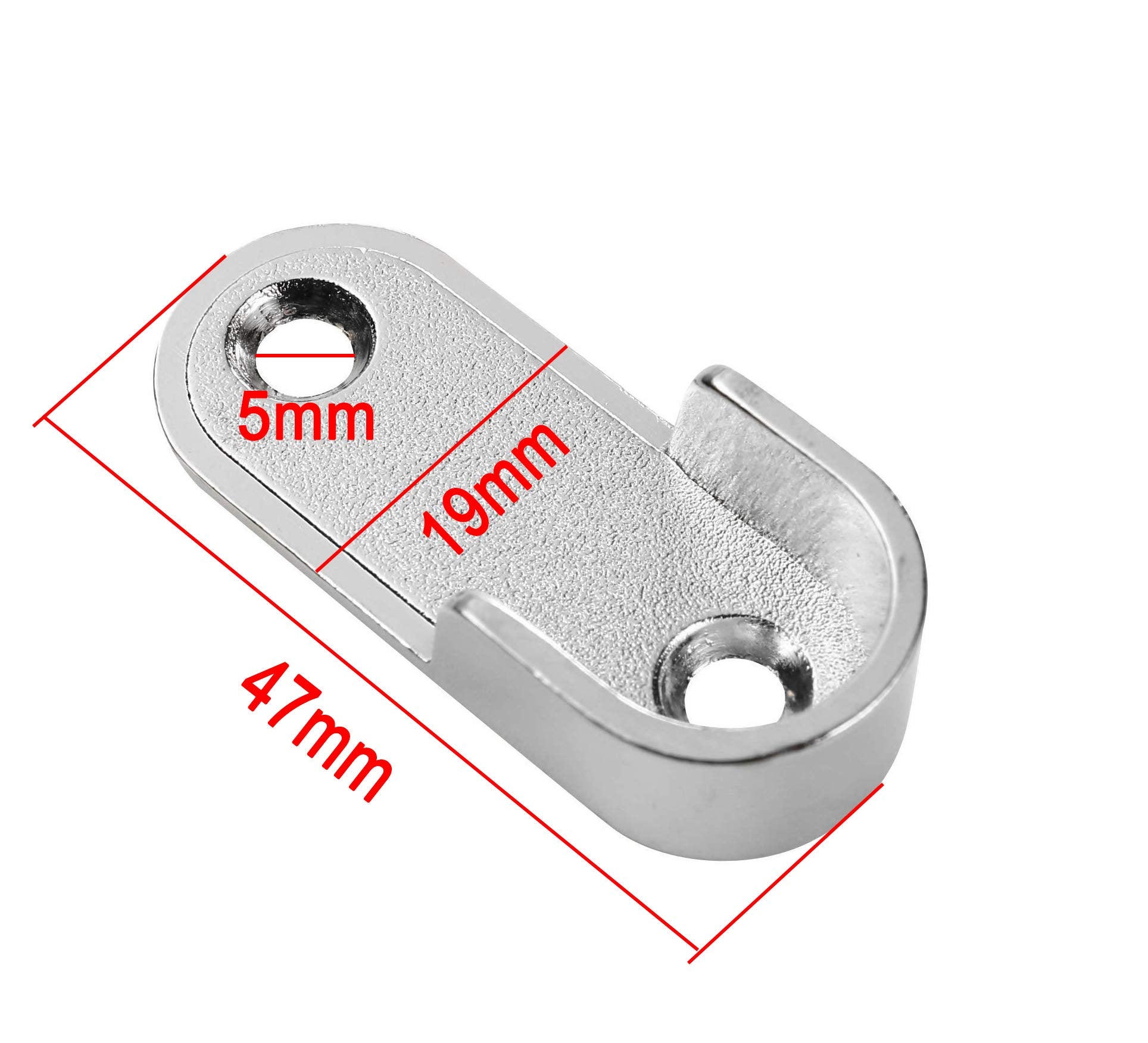 Mcredy 2 Pair Zinc Alloy Oval Hanging Rail Rod Holder End Bracket Support For Wardrobe Closet Silver 0.63' Inner Size