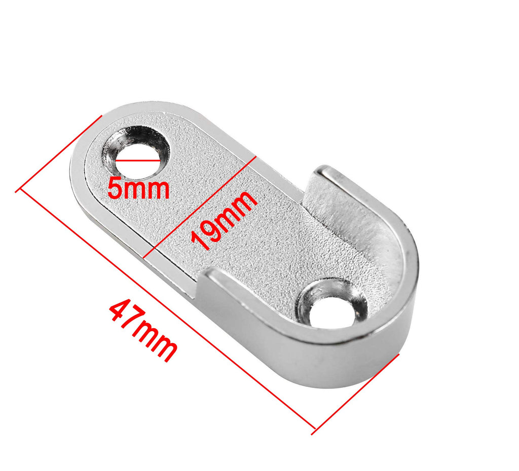 Mcredy 2 Pair Zinc Alloy Oval Hanging Rail Rod Holder End Bracket Support For Wardrobe Closet Silver 0.63' Inner Size