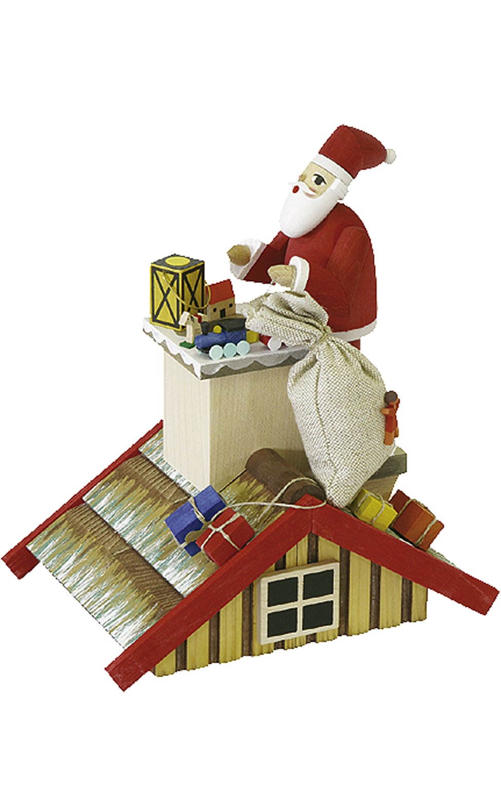 Alexander Taron Importer 2601 Richard Glaesser Incense Burner - Santa On Roof - Presents - 8" H X 7" W X 4.75" D, Gray