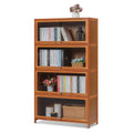 Magshion Bamboo 4-Tier Display Case Bookcase with Clear Acrylic Flip-Up Doors, Wide Brown Kitchen Cabinet Storage Pantry Cabinet