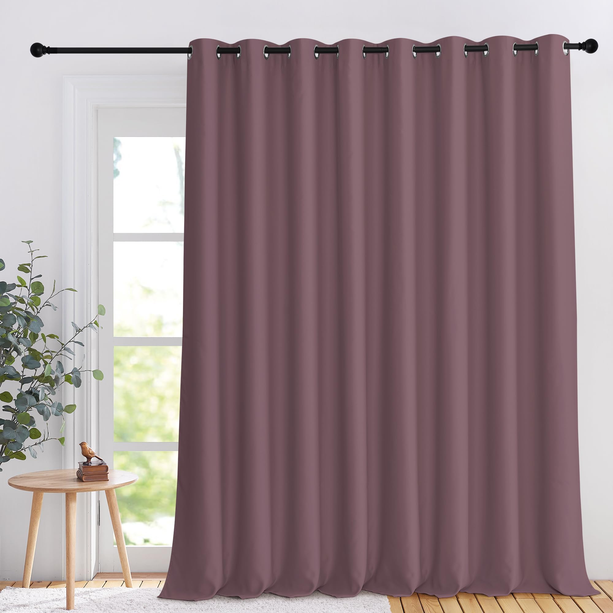 NICETOWN Extra Wide Sliding Door Curtain 108 inches Long, 120 inches Wide Room Divider & Window Treatment Light and Sound Blocki