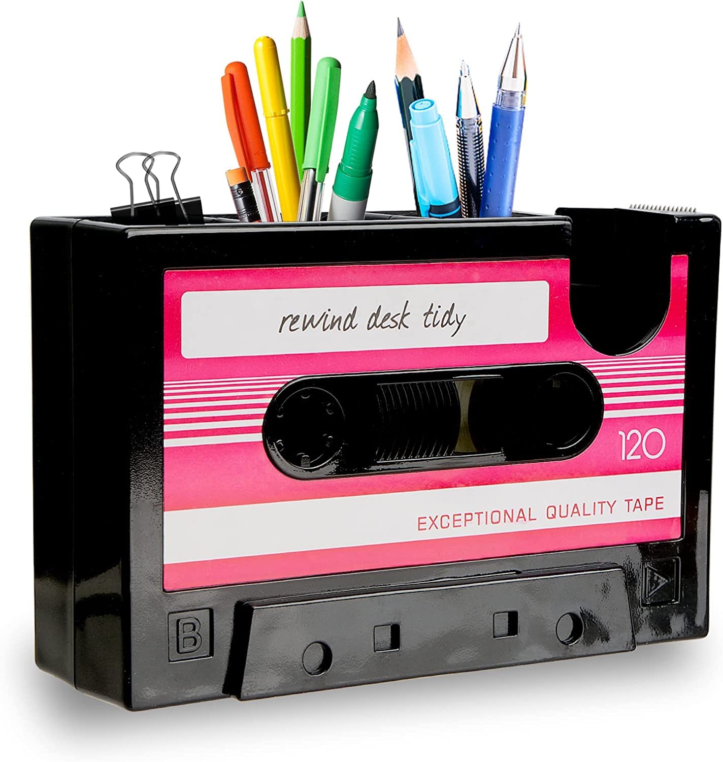 Penck Cassette Tape Dispenser With Pen Holder Cute Desk Tidy Container Office Supplies Organizer Stationery Storage, Great Gift