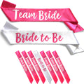 Team Bride 7pc Satin Sash Set - Sophisticated & Fun Party Favors for Bachelorette Party, Bridal Shower & Wedding Party (7pc Set,