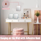 [3 Way To Use] Magnetic Locker Mirror, Tabletop Vanity Makeup Mirror, Portable Folding Mirror With Stand, Hanging Travel Mirror