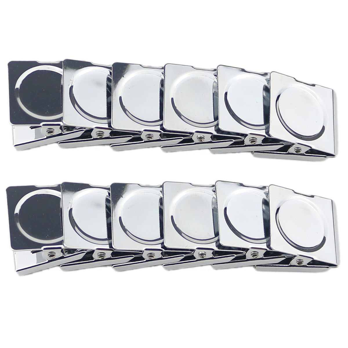 Ogrmar Metal Clip 1.5'-12 Pack Refrigerator Whiteboard Wall Magnetic Memo Note Clip Metal Clip (1.5')
