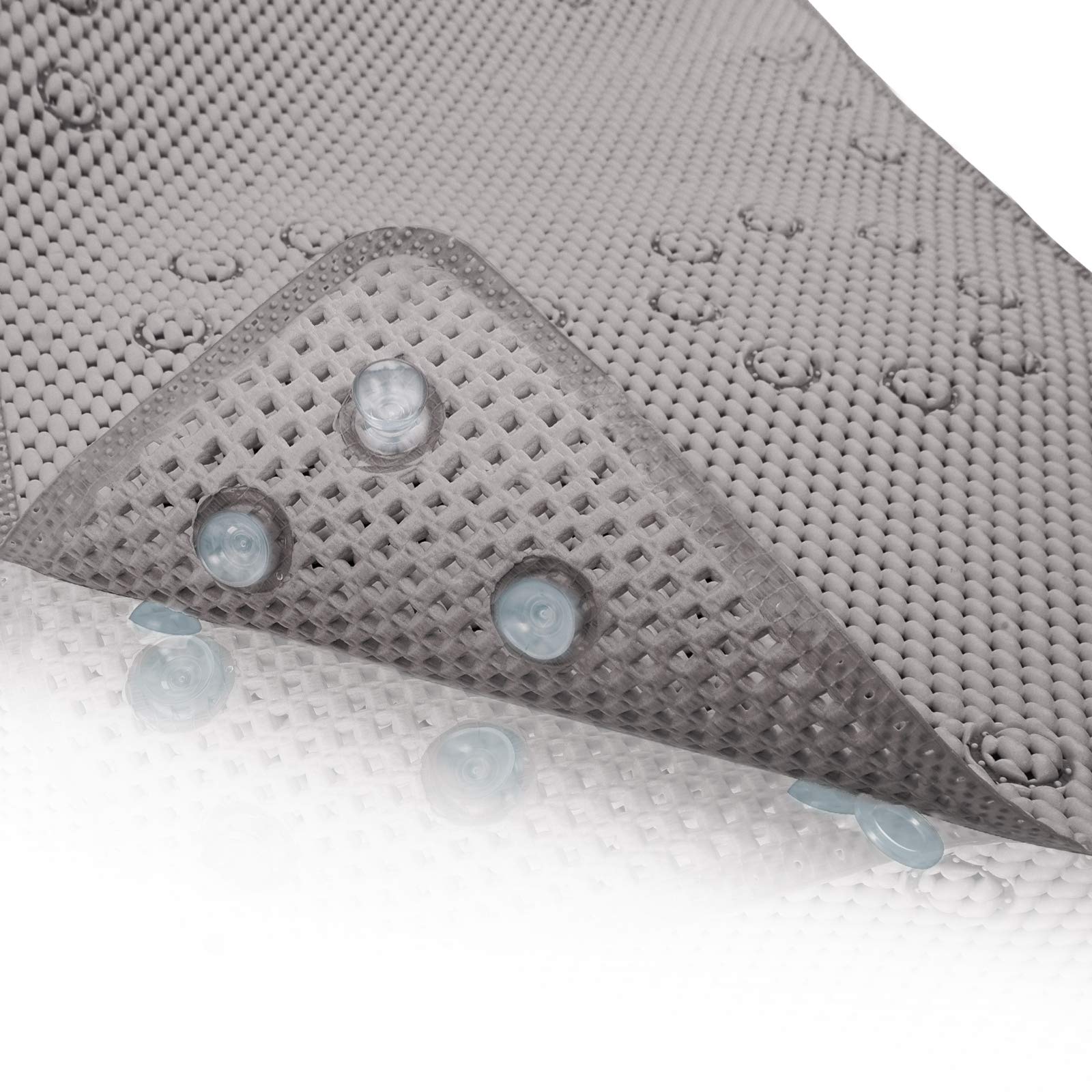 TJWODO Shower and Bath Mat,Non-Slip Machine Washable and Extra Large Bathtub Mats with Drain Holes and Suction Cups Soft Foam Tu