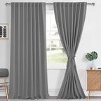 Hiasan Tall Grey Curtains 2 Panels for Living Room, Back Tab & Rod Pocket Long Blackout Curtains 108 Inches Long, Thermal Room D