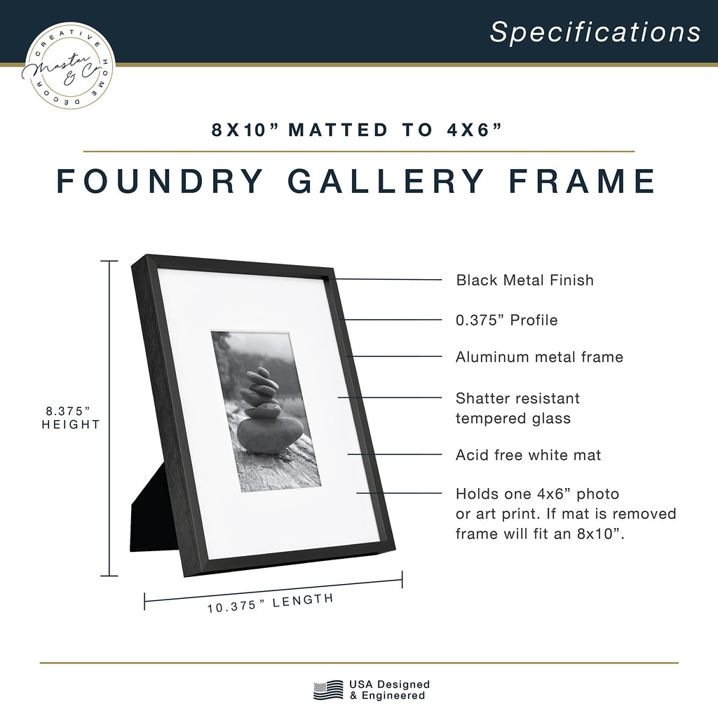 Mcs Master & Co. Foundry Metal Gallery Wall Frame, Black, 8 X 10 In Matted To 4 X 6 In