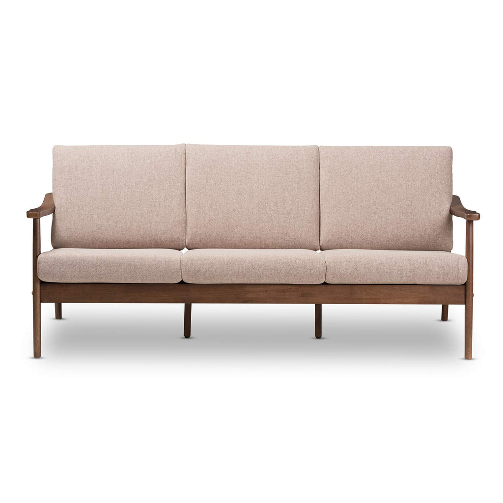Baxton Studio Venza Fabric Sofa in Light Brown and Walnut Brown