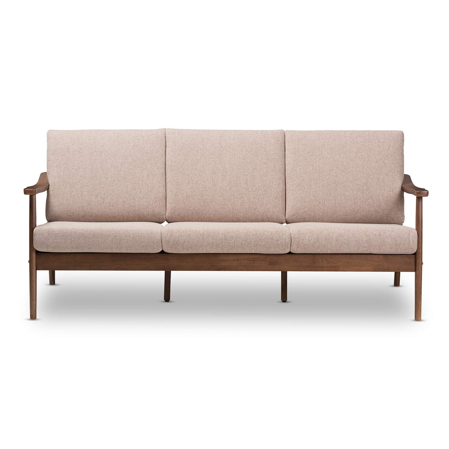 Baxton Studio Venza Fabric Sofa in Light Brown and Walnut Brown
