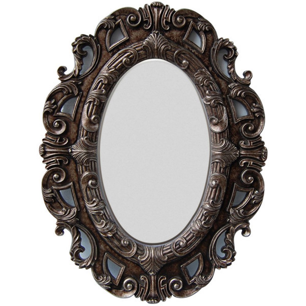 Timeless Reflections By Afd Home 11115161 Estillo Oval Grand Mirror, Antique Burl/Silver Finish