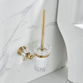 WOLIBEER Crystal Toilet Brush Holder, Polished Gold Brush Handle with Replaceable Brush Head, Stainless Steel Bathroom Cleaning 