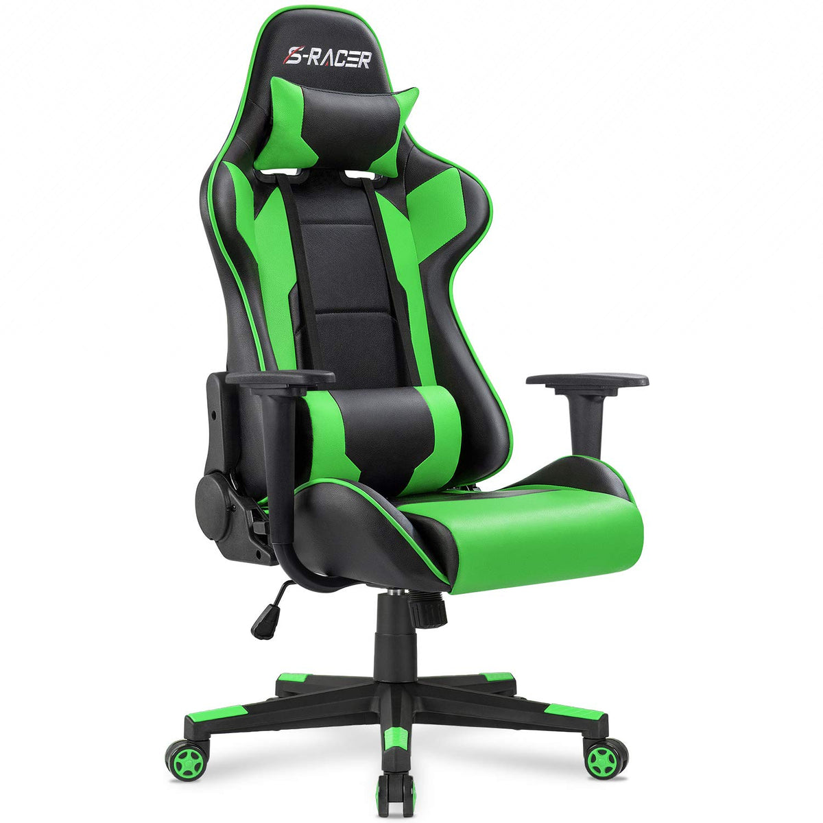 Homall Gaming Chair, Office Chair High Back Computer Chair Leather Desk Chair Racing Executive Ergonomic Adjustable Swivel Task Chair With Headrest And Lumbar Support (Green)