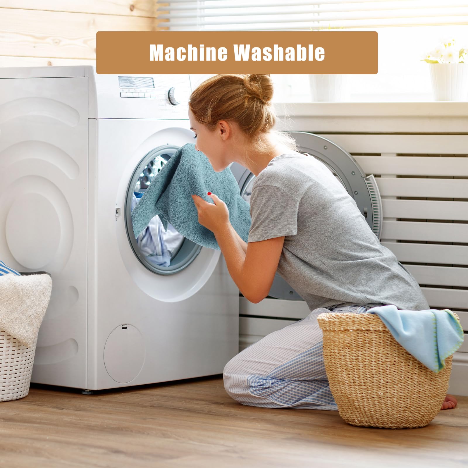 Semaxe Bath Towel For Bathroom, 100% Cotton Towel With Hanging Loop And Smart Tag, Hotel & Spa Quality Soft Absorbent Towel, Gif