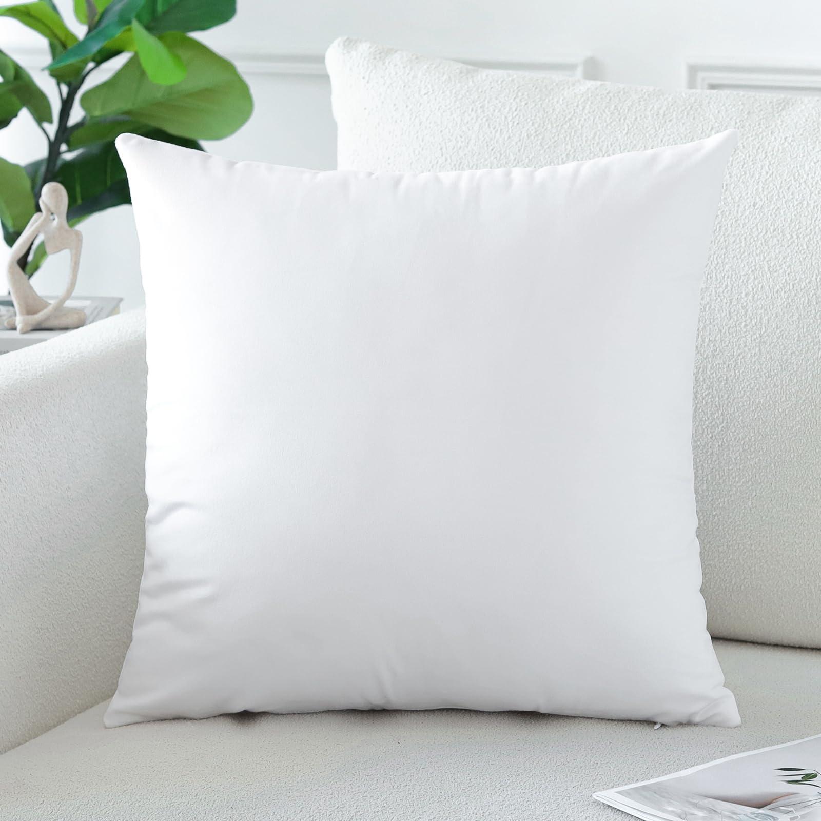 Artscope Luxury Velvet Pillow Covers Decorative Square Pillowcases Soft Solid Cushion Cases For Couch Sofa Bedroom Home Decor 20X20 Inch White