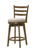 LILOLA LIVING Joplin Walnut Ladder Back Counter Height Swivel Chair with Upholstered Seat