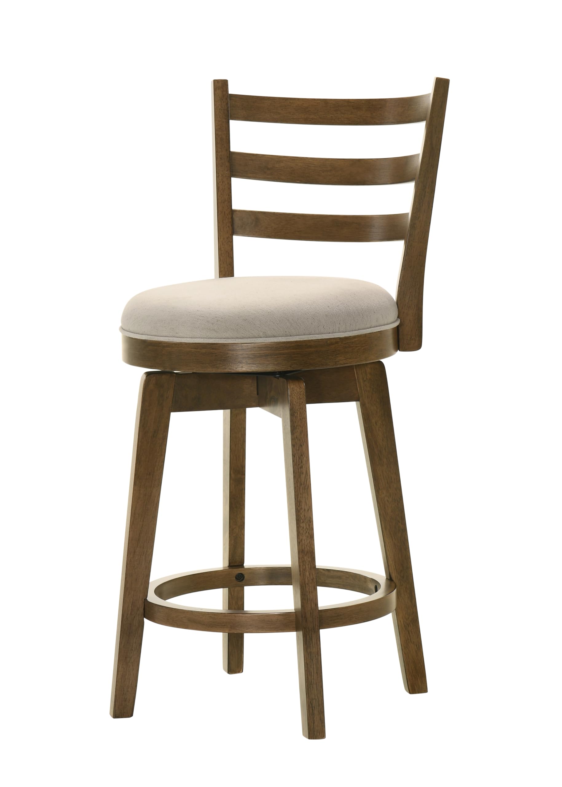 LILOLA LIVING Joplin Walnut Ladder Back Counter Height Swivel Chair with Upholstered Seat