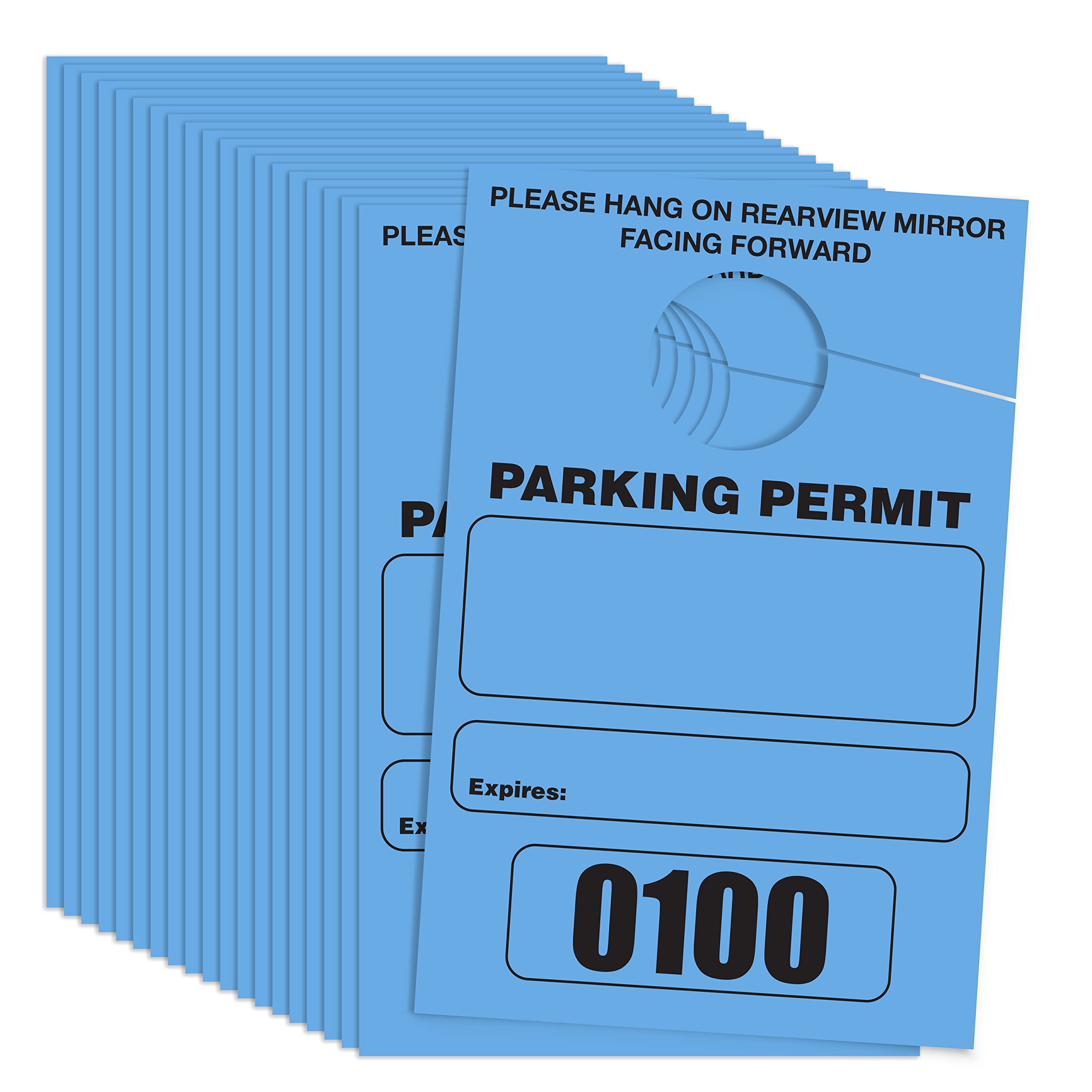 Better Office Products Parking Permit Hang Tags, 100 Pack, Temporary Parking Passes, Bulk Pack, Custom Passes Numbered 1-100, 3.