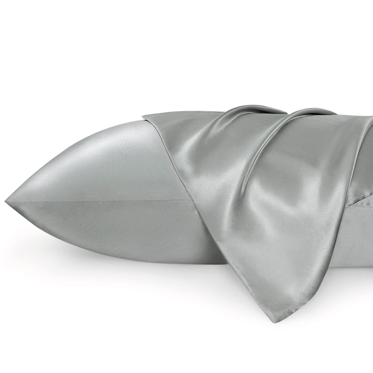Bedsure Satin Pillowcases Standard Set Of 2 - Silver Grey Silk Pillow Cases For Hair And Skin 20X26 Inches, Satin Pillow Covers