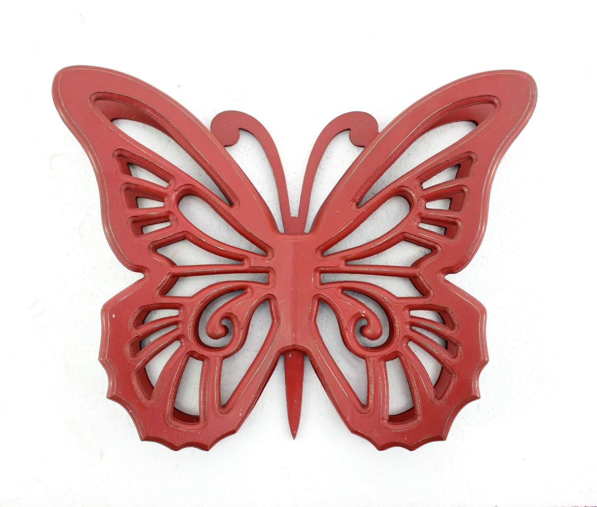 HomeRoots Decor Rustic Butterfly Wooden Wall Decor - 18.5' x 23' x 4', Red