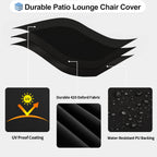 Outdoorlines Outdoor Waterproof Patio Chaise Lounge Chair Cover - Uv Resistant Lounger Covers Heavy Duty Weatherproof Patio Sofa Furniture Covers, 1 Pack, 68Wx30Dx30H Inches, Black