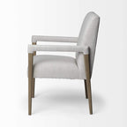 HomeRoots Cream Fabric Wrap with Brown Wood Frame Dining Chair